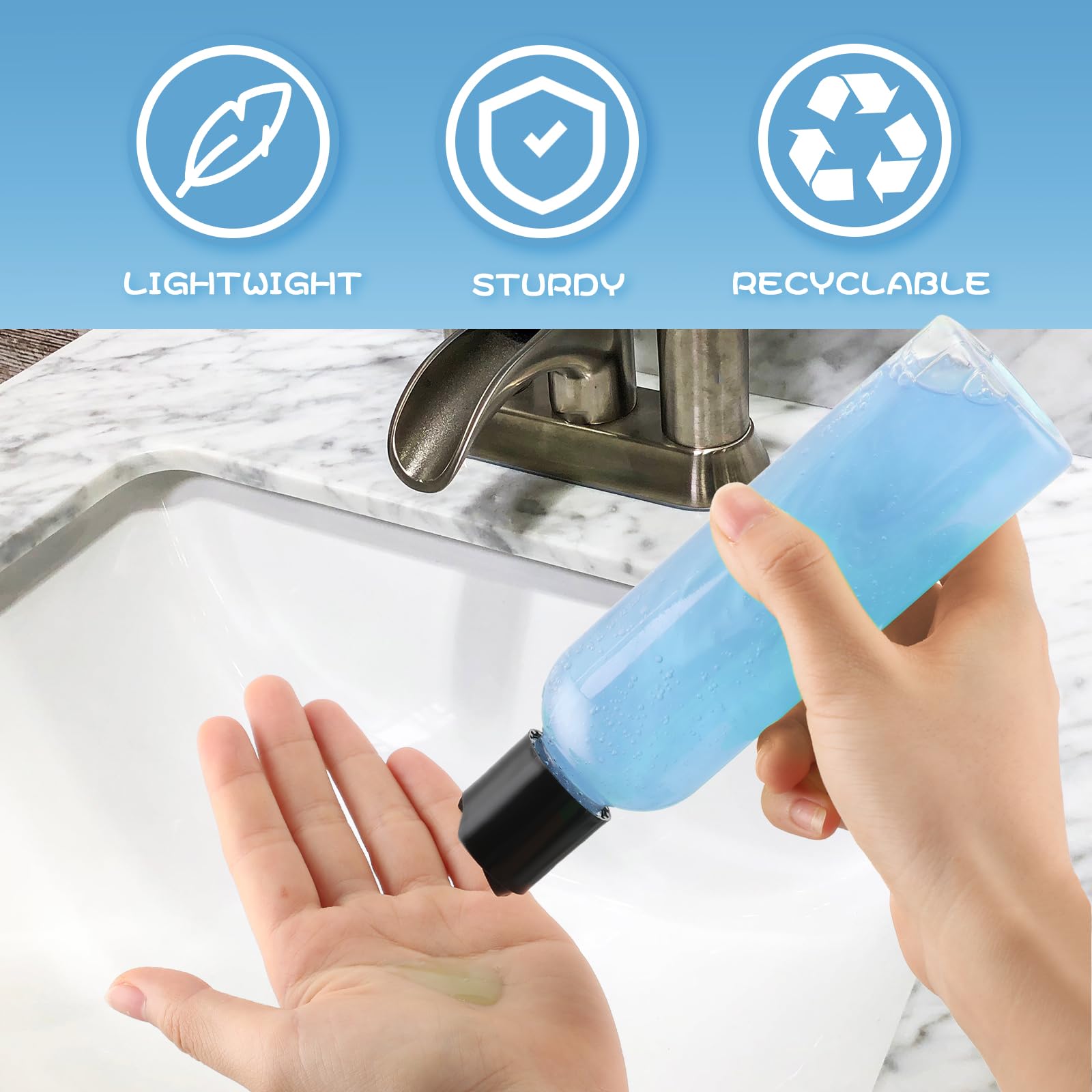 24 Pcs 6.8 Oz Clear Plastic Empty Bottles Refillable Containers With Disc Cap Travel Shampoo Bottles For Shampoo Lotions Creams